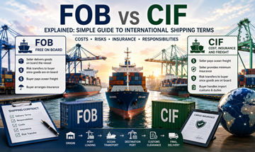 Jämförelse mellan FOB- och CIF-fraktvillkor med containerfartyg, godstransport och internationella logistikflöden